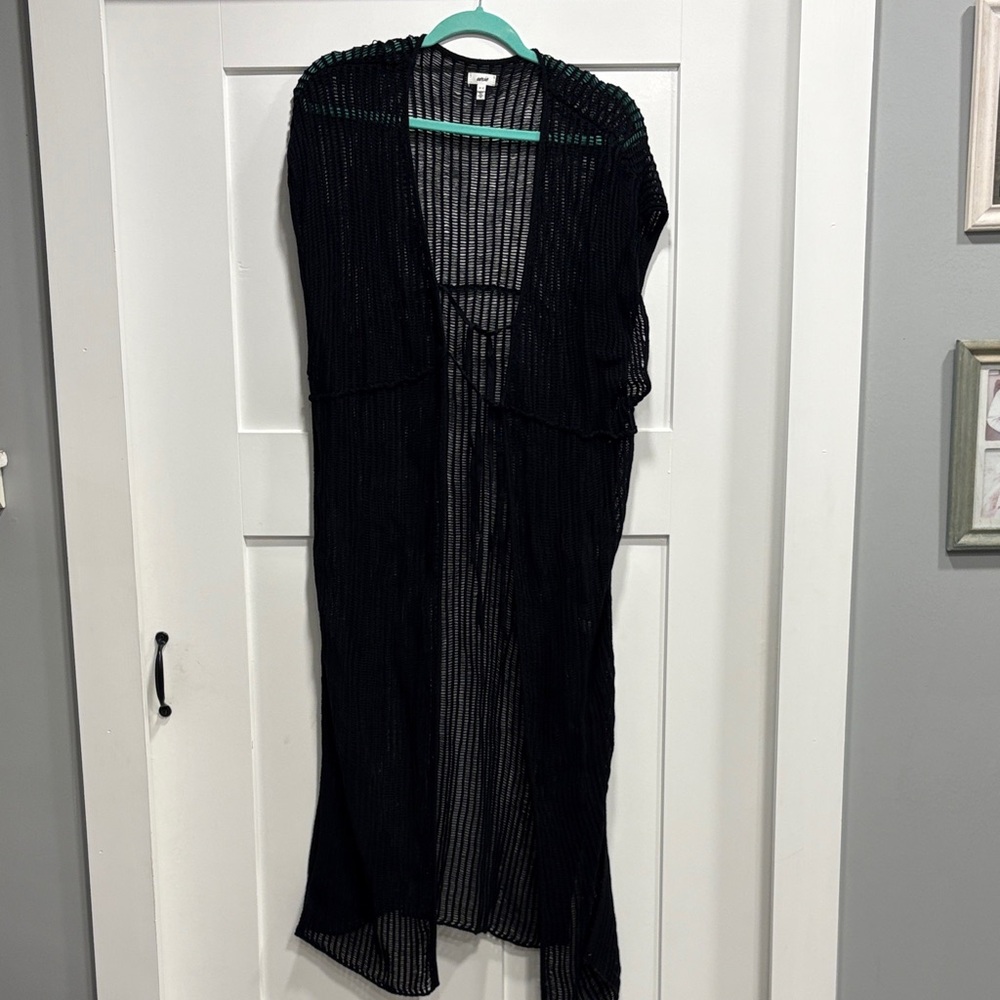 aerie Black Sheer Knit Swim Coverup